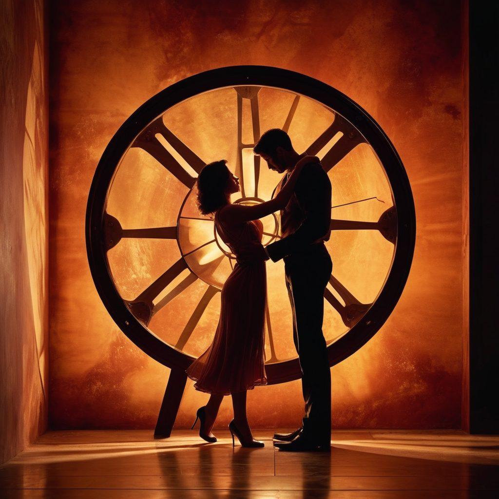 An alluring and captivating cinematic scene featuring a vintage film reel surrounded by soft candlelight, with silhouettes of diverse couples enjoying intimate moments projected in the background. Incorporate rich, warm colors to evoke a sense of passion and exploration. The setting should feel inviting and luxurious, combining elements of sophistication and allure. hyper-realistic. warm colors. moody lighting.